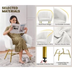 Yaheetech Boucle Barrel Chair Accent Chair With Armrest, White 7 Yaheetech Boucle Barrel Chair Accent Chair With Armrest, White -Baxton Studio Shop GUEST 5e8daad7 a078 4595 9f0e 38497efa191f