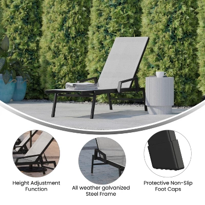 Flash Furniture Brazos Adjustable Chaise Lounge Chair With Arms, All-Weather Outdoor Five-Position Recliner 5 Flash Furniture Brazos Adjustable Chaise Lounge Chair With Arms, All-Weather Outdoor Five-Position Recliner - Image 5
