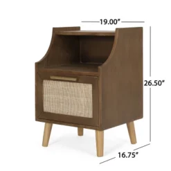 Boyes Contemporary End Table With Hutch Walnut/Natural/Antique Gold - Christopher Knight Home -Baxton Studio Shop GUEST 5eb048bf 25bf 4114 883e db96ef9506e7