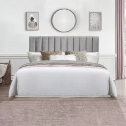 King Crestone Upholstered Headboard With Frame Gray - Hillsdale Furniture