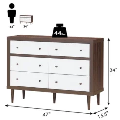 Costway 6 Drawer Dresser Wood Chest Of Drawers Storage Freestanding Cabinet Organizer