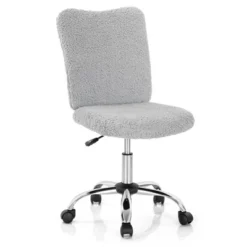 Costway Armless Faux Fur Leisure Office Chair Adjustable Swivel Task Chair -Baxton Studio Shop GUEST 5fa50548 3a5b 4822 be2c f66c459a1634
