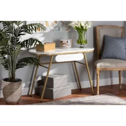 Mabel Metal Console Table With Faux Marble Tabletop Gold - Baxton Studio -Baxton Studio Shop GUEST 5fc8e842 933b 4b3d 981f 2f0cb058ce7b