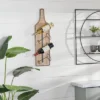 Wood Bottle Shaped 4 Bottle Wall Wine Rack With Beaded Frame Brown - Olivia & May