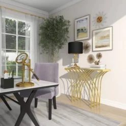 Metal And Mirror Art Deco Console Table Gold - Olivia & May -Baxton Studio Shop GUEST 6087f689 dc16 4985 8249 69c405a6a03e