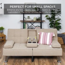 Best Choice Products Modern Linen Convertible Futon Sofa Bed W/ Removable Armrests, Metal Legs, Cupholders 15 Best Choice Products Modern Linen Convertible Futon Sofa Bed W/ Removable Armrests, Metal Legs, Cupholders -Baxton Studio Shop GUEST 6094b633 615f 4529 a081 903873cae17d