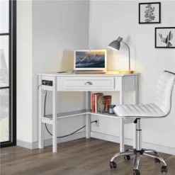 Yaheetech Corner Computer Desk Workstation With Power Outlet