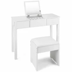 Costway White Vanity Dressing Table Furniture Stool Storage Box -Baxton Studio Shop GUEST 614add01 22b6 4609 a339 103eb78a6462