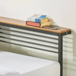 Hylle Metal Platform Bed With Low Headboard Shelf Black - Mellow 13 Hylle Metal Platform Bed With Low Headboard Shelf Black - Mellow -Baxton Studio Shop GUEST 615e813e 5bfc 413d a367 593c35679e13