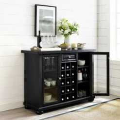 Alexandria Sliding Top Bar Cabinet Black - Crosley -Baxton Studio Shop GUEST 61dcb97a 2c2a 4817 8d06 35243e53fe42