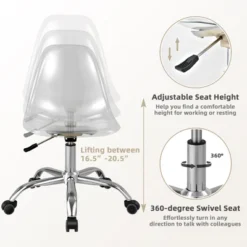 Costway Rolling Acrylic Armless Office Chair Swivel Vanity Chair Adjustable Height 14 Costway Rolling Acrylic Armless Office Chair Swivel Vanity Chair Adjustable Height -Baxton Studio Shop GUEST 6202a4a8 4527 4dac b7ee 1c908e2c23b3