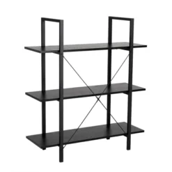 Modern Industry Metal/Wooden 3 Tier Bookcase With Shelves - Glitzhome -Baxton Studio Shop GUEST 625740e4 af10 4bdf 908e 2e413c09e0a6