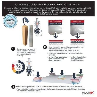 Vinyl Chair Mat For Hard Floors Lipped Black - Floortex 6 Vinyl Chair Mat For Hard Floors Lipped Black - Floortex - Image 6