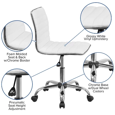 Merrick Lane Home Office Chair Ergonomic Executive Ribbed Low Back Armless Computer Desk Chair - Base, Frame & Border 8 Merrick Lane Home Office Chair Ergonomic Executive Ribbed Low Back Armless Computer Desk Chair - Base, Frame & Border - Image 8