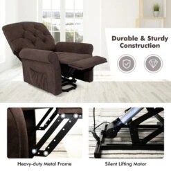 Costway Power Lift Recliner Chair Sofa For Elderly W/ Side Pocket & Remote Control BlackBrown -Baxton Studio Shop GUEST 640dbaaf 468d 49e8 bc0c 881a2c068469