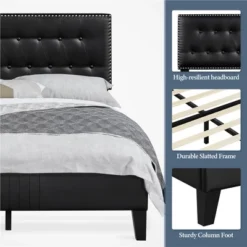 Yaheetech Upholstered Bed Frame With Button-Tufted Headboard -Baxton Studio Shop GUEST 64368027 5ced 4af2 a3bc 153a3d11c007