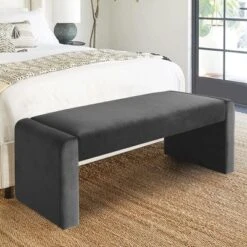 Kaia 47" Velvet Waterfall Upholstered Bench-The Pop Maison -Baxton Studio Shop GUEST 646e4cc5 973c 423e 9a14 1ace146b5dc4