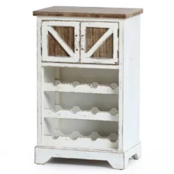 LuxenHome White And Natural Wood 2-Door Wine Cabinet 19 LuxenHome White And Natural Wood 2-Door Wine Cabinet -Baxton Studio Shop GUEST 653fd839 0753 45ab 8bb9 92396abfff06