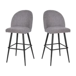Merrick Lane Set Of 2 Modern Armless Barstools With Contoured Backs, Steel Frames, And Integrated Footrests -Baxton Studio Shop GUEST 65554076 0741 4e9f bf29 c8628685e9a3