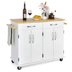 Costway 4-Door Rolling Kitchen Island Cart Buffet Cabinet W/ Towel Racks Drawers WhiteBlack 21 Costway 4-Door Rolling Kitchen Island Cart Buffet Cabinet W/ Towel Racks Drawers WhiteBlack -Baxton Studio Shop GUEST 65696d42 13ce 42ec 9b80 af4923146506