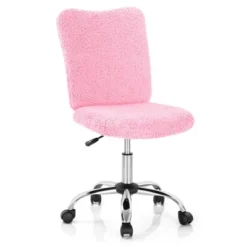 Costway Armless Faux Fur Leisure Office Chair Adjustable Swivel Task Chair -Baxton Studio Shop GUEST 659c600a 37c9 4005 80be 221199403a2d