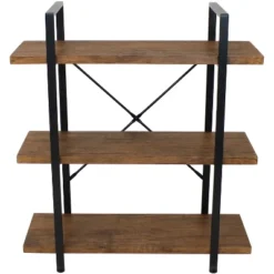 Sunnydaze Decor Sunnydaze 3 Shelf Industrial Style Wall-Mounted Floating Shelf With Wood Veneer Shelves -Baxton Studio Shop GUEST 65b2a55f cc49 451a 839e 79093331b0b6