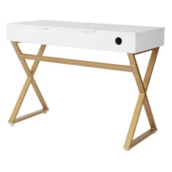 Juliette Vanity Desk Gold Legs With Top White - OSP Home Furnishings -Baxton Studio Shop GUEST 661fed80 cdf2 4290 80bf cbf1f9e9ba32