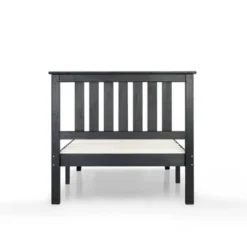 14" Marley Solid Wood Platform Bed With Paneled Headboard Black - Mellow -Baxton Studio Shop GUEST 664cf6d7 8581 4d91 b114 346246b6b639