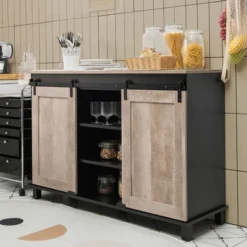 Costway Kitchen Buffet Storage Cabinet Sideboard W/ Sliding Barn Doors Adjustable Shelf 17 Costway Kitchen Buffet Storage Cabinet Sideboard W/ Sliding Barn Doors Adjustable Shelf -Baxton Studio Shop GUEST 66c9e9d9 0b85 4fd9 9630 71b85e413eff