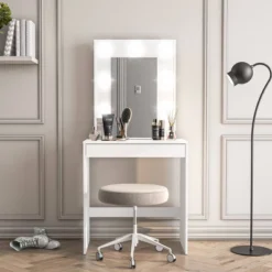 Emma Vanity Table With Lighted Mirror White - Polifurniture -Baxton Studio Shop GUEST 66d41f17 f3c0 4553 9aed e278e6a9b52f