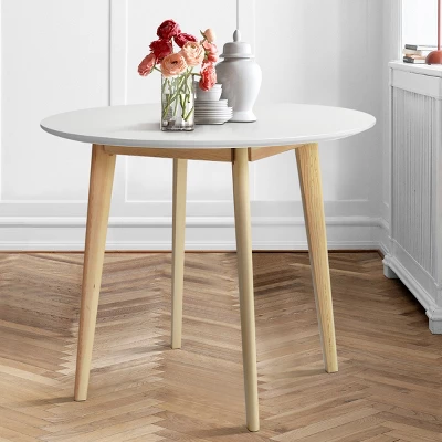 35.5" Norman Round Dining Table With Solid Wood Leg- The Pop Maison 2 35.5" Norman Round Dining Table With Solid Wood Leg- The Pop Maison - Image 2