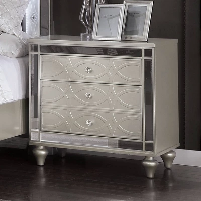 La Mesa 3 Drawer Glam Nightstand Silver - HOMES: Inside + Out 1 La Mesa 3 Drawer Glam Nightstand Silver - HOMES: Inside + Out