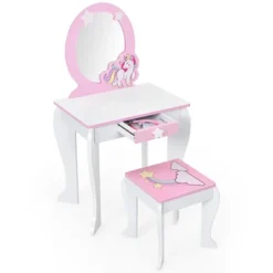 Tangkula 2-in-1 Kids Vanity Set Makeup Table & Chair Set For Toddlers W/Detachable Mirror Pink/White 14 Tangkula 2-in-1 Kids Vanity Set Makeup Table & Chair Set For Toddlers W/Detachable Mirror Pink/White -Baxton Studio Shop GUEST 674fb30a 8db7 4e3e 8719 def7b78abd0c