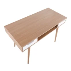 Pebble Double Contemporary Computer Desk Wood Natural/White - LumiSource -Baxton Studio Shop GUEST 68140e7e af4e 4b92 a2cb fc3806b81efd