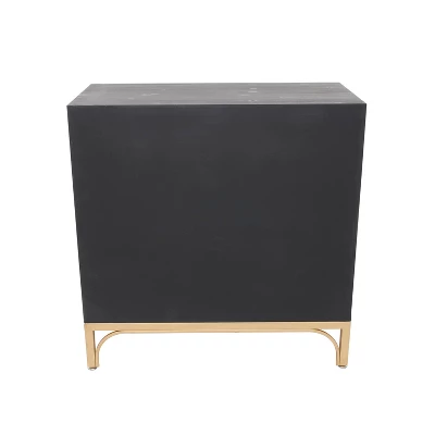Art Deco Contemporary Mirrored Wood Cabinet Black - Olivia & May 2 Art Deco Contemporary Mirrored Wood Cabinet Black - Olivia & May - Image 2
