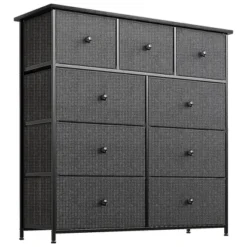 REAHOME 9 Drawer Steel Frame Bedroom Storage Organizer Chest Dresser With Waterproof Top, Adjustable Feet, And Wall Safety Attachment -Baxton Studio Shop GUEST 689a3914 60ae 4372 b38a bd91c30a56b9