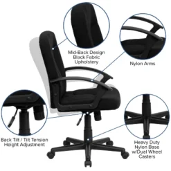 Mid-Back Black Fabric Executive Swivel Office Chair With Nylon Arms Black - Flash Furniture -Baxton Studio Shop GUEST 68dbd1fd 35a4 4e87 b1aa 78b7f5f0c42c