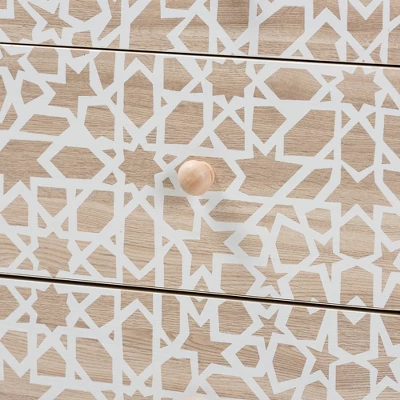 Beau Two-Tone Wood 3 Drawer Storage Cabinet White/Natural Brown - Baxton Studio 5 Beau Two-Tone Wood 3 Drawer Storage Cabinet White/Natural Brown - Baxton Studio - Image 5