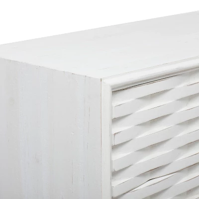 Contemporary Carved Woven Pattern 3 Drawer Wood Cabinet White - Olivia & May 3 Contemporary Carved Woven Pattern 3 Drawer Wood Cabinet White - Olivia & May - Image 3