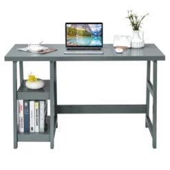 Tangkula Trestle Computer Desk Indoor Office Workstation For Home Office With 2-Tier Storage Shelves -Baxton Studio Shop GUEST 6a4ef691 a4b0 4f4a 9514 33177e52f656
