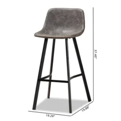 Set Of 2 Tani Faux Leather Upholstered Metal Barstools Gray/Black - Baxton Studio -Baxton Studio Shop GUEST 6adf0423 acb9 471e a28d 11638850aabe