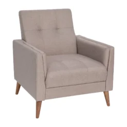 Emma And Oliver Upholstered Mid-Century Modern Arm Chair With Tufted Seat And Back, Pocket Spring Support And Wooden Legs -Baxton Studio Shop GUEST 6af71ae1 7ffa 488f be35 db4d66db480b