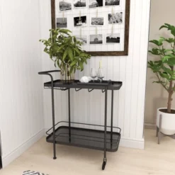Contemporary Metal Bar Cart Black - Olivia & May 36 Contemporary Metal Bar Cart Black - Olivia & May -Baxton Studio Shop GUEST 6b1b2a38 1d21 41e0 89a1 2ec20720c774