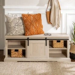 48" Transitional Sliding Door Wood And Metal Bench - Saracina Home 28 48" Transitional Sliding Door Wood And Metal Bench - Saracina Home -Baxton Studio Shop GUEST 6b3eeb54 73f2 4ea2 a4a5 f12f3d44198f