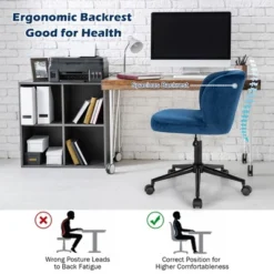 Costway Velvet Home Office Leisure Vanity Chair Armless Adjustable Swivel PinkBlue -Baxton Studio Shop GUEST 6b4d8a9c 1d76 4625 9412 2995583a6c3f