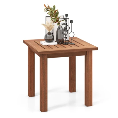 Tangkula 1PC/2PCS Patio Hardwood End Table Square Side Table With Slatted Tabletop Small Coffee Bistro Table Indoor Outdoor Side Table 10 Tangkula 1PC/2PCS Patio Hardwood End Table Square Side Table With Slatted Tabletop Small Coffee Bistro Table Indoor Outdoor Side Table - Image 10