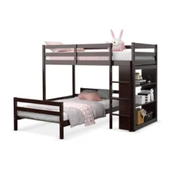 Costway Twin Over Twin Loft Bunk Bed Wood W/Bookcase Guardrail Ladder Kids Bedroom -Baxton Studio Shop GUEST 6b931668 4f20 459a 9b25 6cd8d02b3c9a