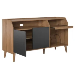 Magnolia Console And Record Station TV Stand For TVs Up To 65" Walnut/Black - Novogratz -Baxton Studio Shop GUEST 6b9b93e5 a7d5 4e2e a612 59251f4b8c60