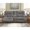 Coombs Recliner Power Loveseat With Console Charcoal - Signature Design By Ashley