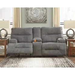 Coombs Recliner Power Loveseat With Console Charcoal - Signature Design By Ashley
